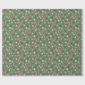 Weihnachts-Zuckerstange und grüne Punkte  Geschenkpapier (Flach)