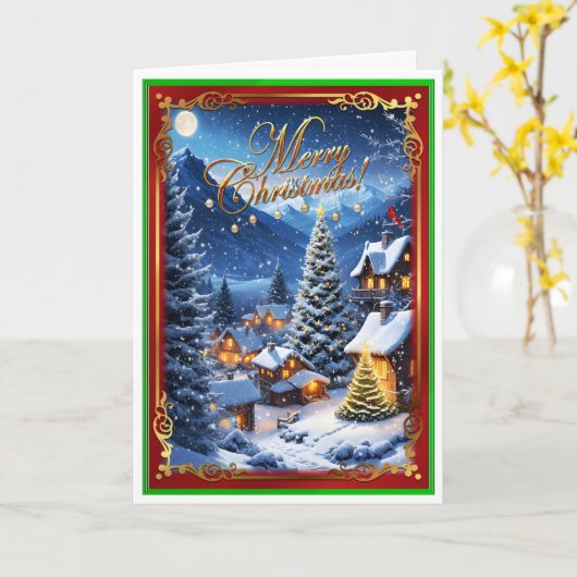 Weihnachts-Zuhause Karte (Gelbe Blume)