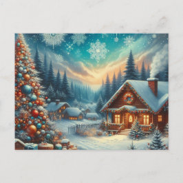 Weihnachts-Zuhause mit Weihnachtsbaum 8 Postkarte