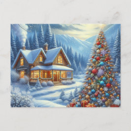 Weihnachts-Zuhause mit Weihnachtsbaum 9 Postkarte