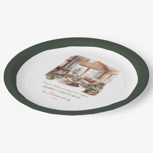 Weihnachts-Zuhause-Partys Personalisiert Pappteller (Schrägansicht)