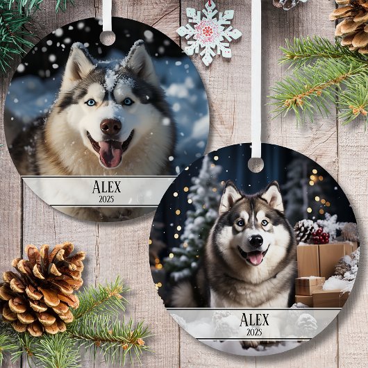 Weihnachts-Zwei-Foto-Haustier Ornament Aus Metall