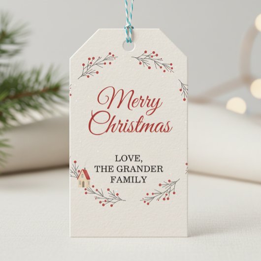 Weihnachts-Zweig mit Beeren Geschenkanhänger