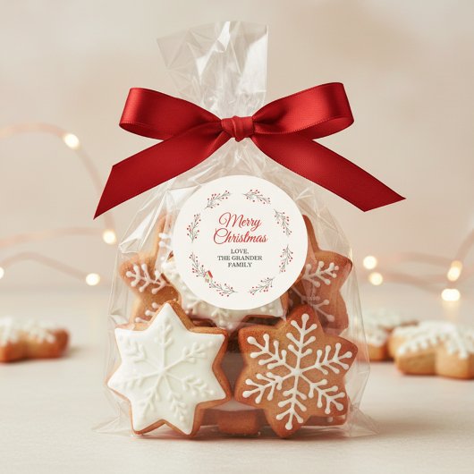 Weihnachts-Zweig mit festlichen Beeren Runder Aufkleber