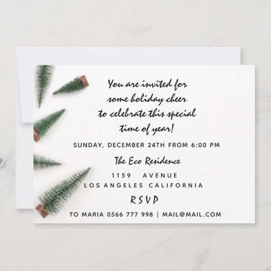 Weihnachtsabend Abendessen Weißer Grüner Roter Bog Einladung (Rückseite)