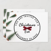 Weihnachtsabend Abendessen Weißer Grüner Roter Bog Einladung (Vorne/Hinten)