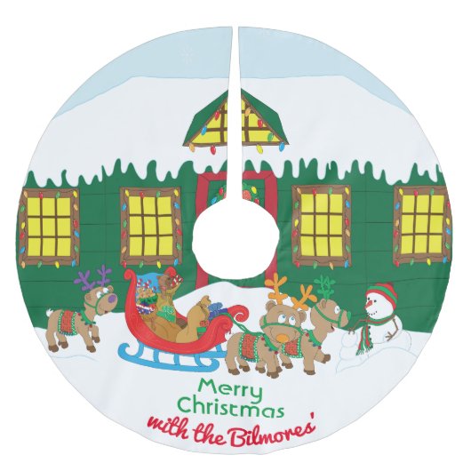 Weihnachtsabend am Weihnachtsmann Polyester Weihnachtsbaumdecke (Vorderseite)