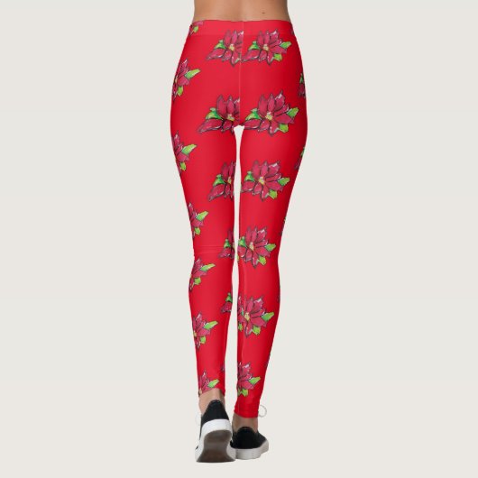 Weihnachtsabend-Blume Leggings (Rückseite)