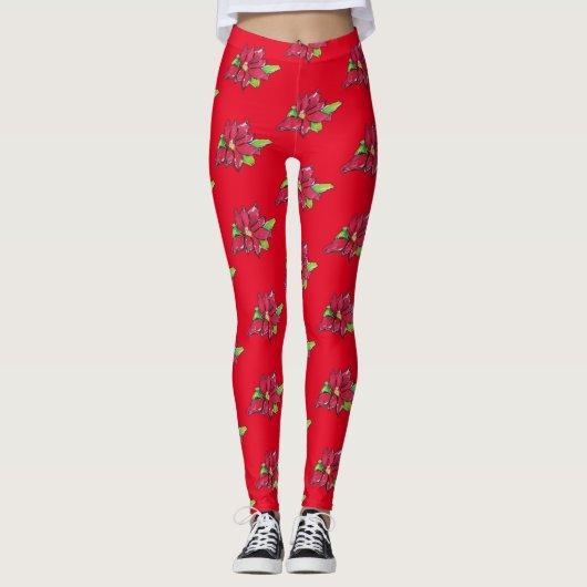 Weihnachtsabend-Blume Leggings (Vorderseite)