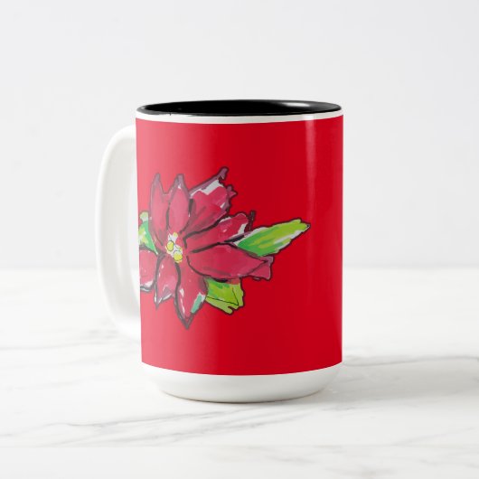Weihnachtsabend-Blume Zweifarbige Tasse (Vorderseite Links)