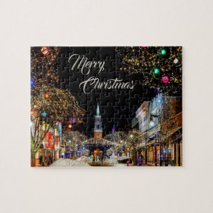 Weihnachtsabend Bunte Bäume Feiertage Puzzle