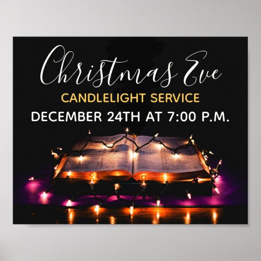 Weihnachtsabend Candlelight Church Service Poster (Vorne)