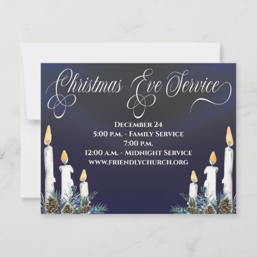 Weihnachtsabend Candlelight Service Kirche Einladung (Vorderseite)