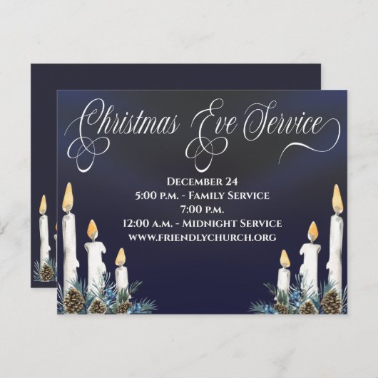 Weihnachtsabend Candlelight Service Kirche Einladung (Vorne/Hinten)