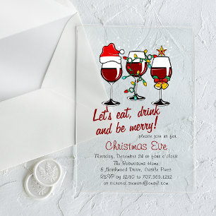 Weihnachtsabend-Essen-Cocktails-Weingläser Acryleinladungen