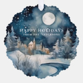 Weihnachtsabend Familienurlaub Foto Ornament Karte (Vorderseite)