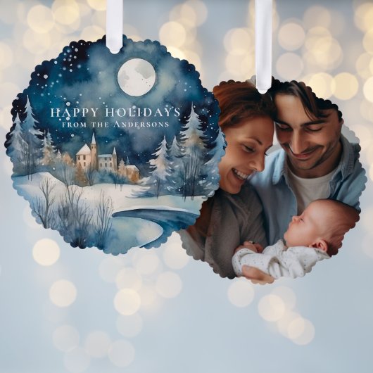 Weihnachtsabend Familienurlaub Foto Ornament Karte