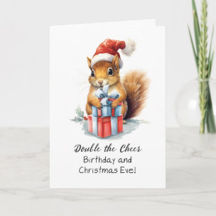 Weihnachtsabend Geburtstag Niedliches Wasserfarben Karte