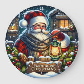 Weihnachtsabend im Bauernhof" - Vintage Weihnachts Große Wanduhr (Vorderseite)