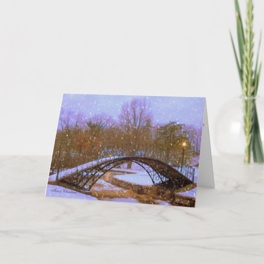 Weihnachtsabend im Park Feiertagskarte (Vorderseite)