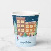 Weihnachtsabend in der Stadt Feiertage Papieraufna Pappbecher (Rückseite)