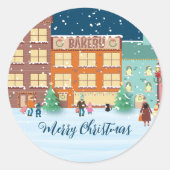 Weihnachtsabend in der Stadt Weihnachtsaufkleber Runder Aufkleber (Vorderseite)