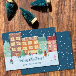 Weihnachtsabend in der Town Flat Holiday Card Feiertagskarte