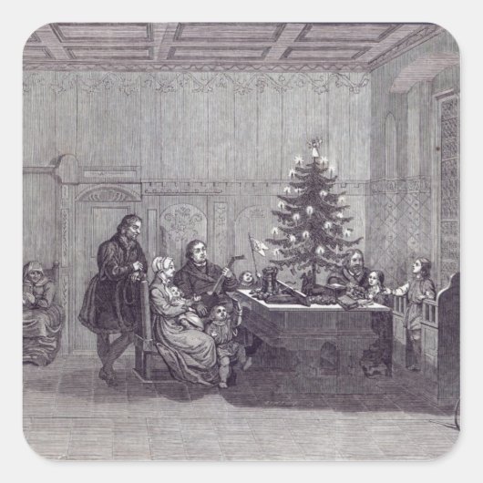 Weihnachtsabend in Deutschland Quadratischer Aufkleber (Vorderseite)