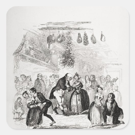 Weihnachtsabend in Herrn Wardle Quadratischer Aufkleber (Vorderseite)