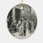 Weihnachtsabend in Kolonialzeit Keramik Ornament (Links)