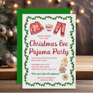 Weihnachtsabend-Kekse Heiße Schokolade Pyjama-Part Einladung