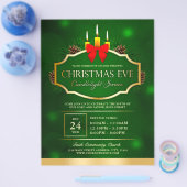 Weihnachtsabend Kirche Service Grün Flyer (Einzeln)