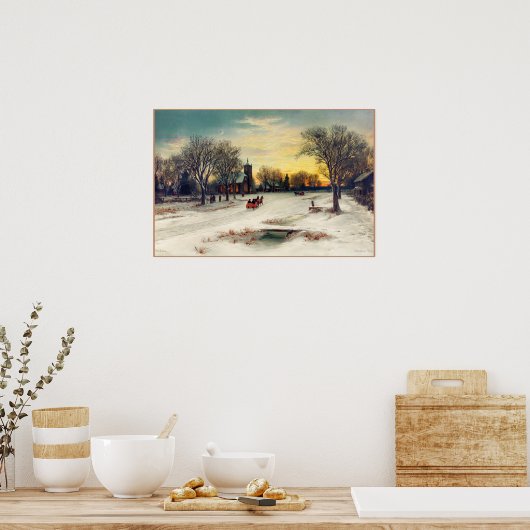 Weihnachtsabend Malerei (1885) von W. C. Bauer Poster (Küche)