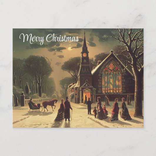 Weihnachtsabend Malerei | Feiertagspostkarte (Vorderseite)