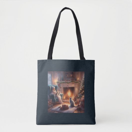Weihnachtsabend mit den Katzen gemütliche Geschenk Tasche (Vorderseite)