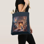 Weihnachtsabend mit den Katzen gemütliche Geschenk Tasche (Von Nahem)