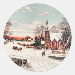 Weihnachtsabend mit Hoover & Son Painting Holiday Runder Aufkleber