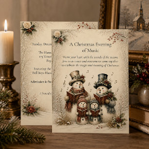 Weihnachtsabend mit Musik Winter-Schneemann-Weihna Feiertagskarte