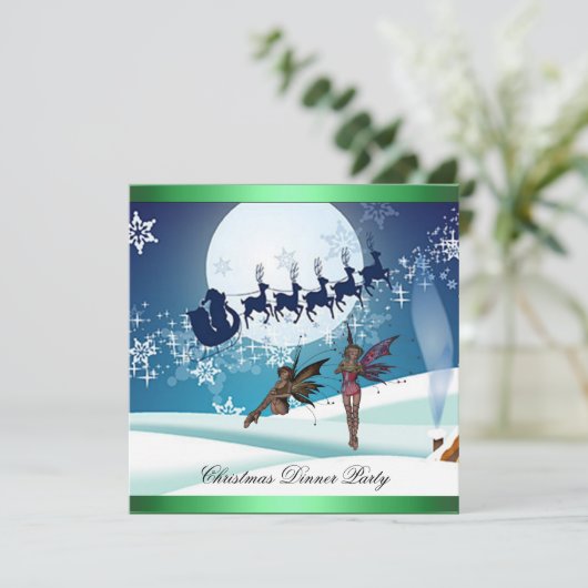 Weihnachtsabend Party 8 Einladung (Stehend Vorderseite)