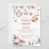 Weihnachtsabend Party boho metallische Aquarell Einladung (Vorderseite)