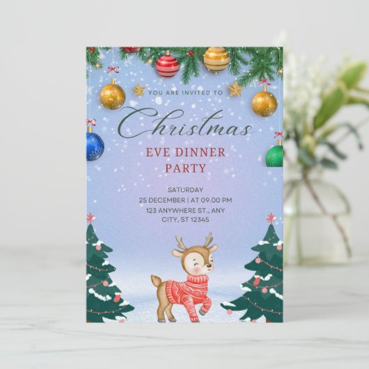 Weihnachtsabend Party Einladung (Stehend Vorderseite)