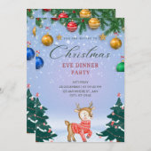 Weihnachtsabend Party Einladung (Vorne/Hinten)