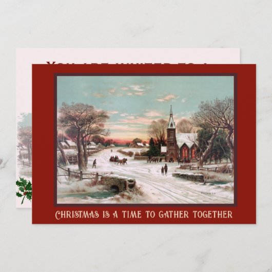 Weihnachtsabend-Party Einladung (Vorne/Hinten)