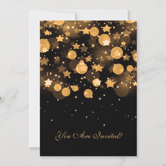 Weihnachtsabend Party Gold Sparkling Stars Einladung (Rückseite)