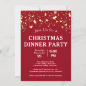 Weihnachtsabend Party Gold Stars Trees Rot Einladung (Vorderseite)