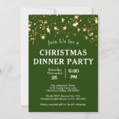 Weihnachtsabend Party Gold Stars Treppen grün Einladung (Vorderseite)