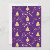 Weihnachtsabend Party Gold Sterne Bäume Lila Einladung (Rückseite)