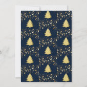 Weihnachtsabend Party Goldstars Trees Deep Blue Einladung (Rückseite)