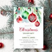 Weihnachtsabend Party Rot-Grün Baubles Einladung