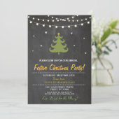 Weihnachtsabend Party Tree Lights Tree Einladung (Stehend Vorderseite)